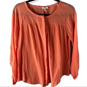 Joie women’s crepe cotton casual coral roll tab sleeves blouse size small